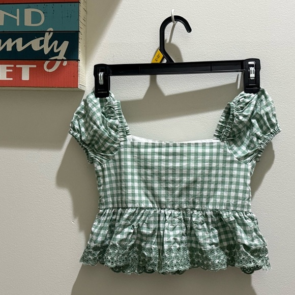 Tommy Bahama Green Gingham Kids Blouse - Picture 5 of 5